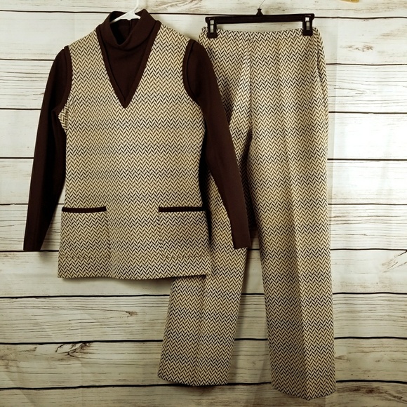 Vintage Pants - Butte Knit | 70s Unionmade Pantsuit 2 Piece Outfit